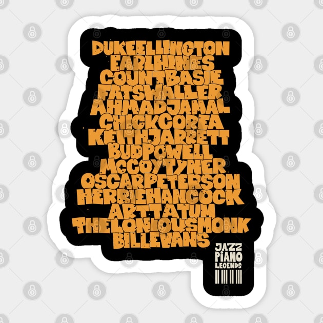 Jazz Legends in Type: The Jazz Pianists Sticker by Boogosh